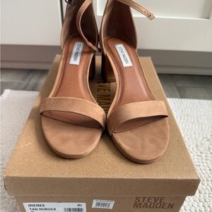Steve Madden Tan Nubuck Heeled Sandals